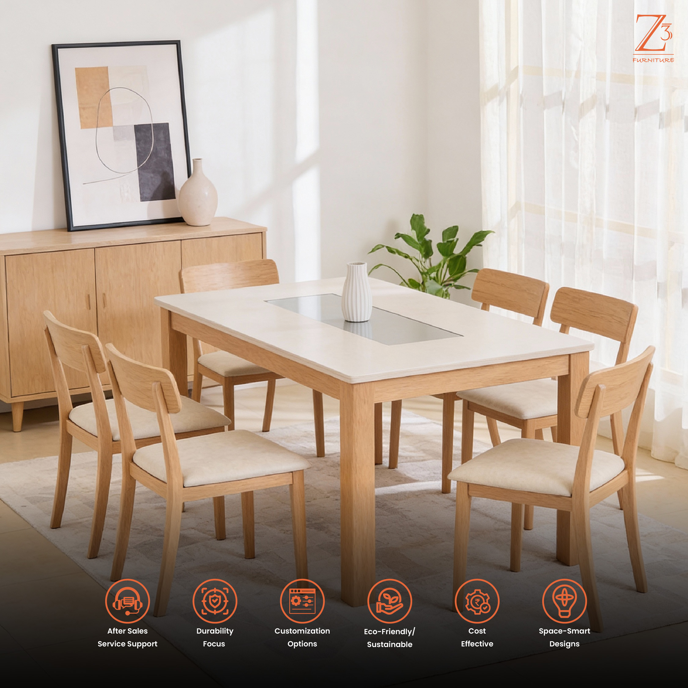 6 Seater Dining Set Furniture - Z Cube Furniture 04