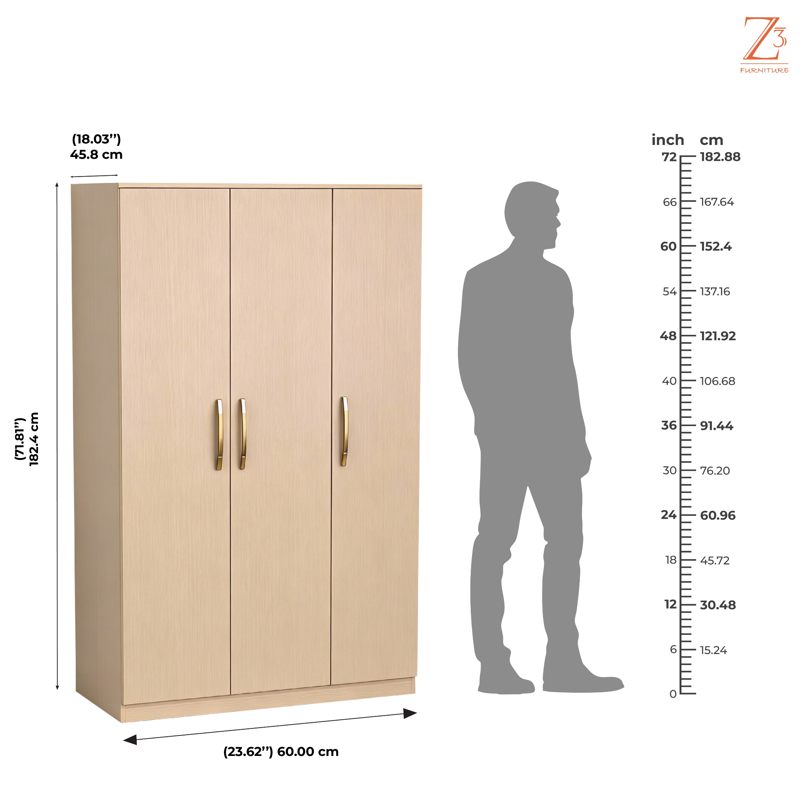 Three Door Wardrobe Furniture Manufacturer - Z Cube Furniture 6